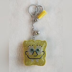 SpongeBob Yellow Rhinestone Keychain Bag Charm
